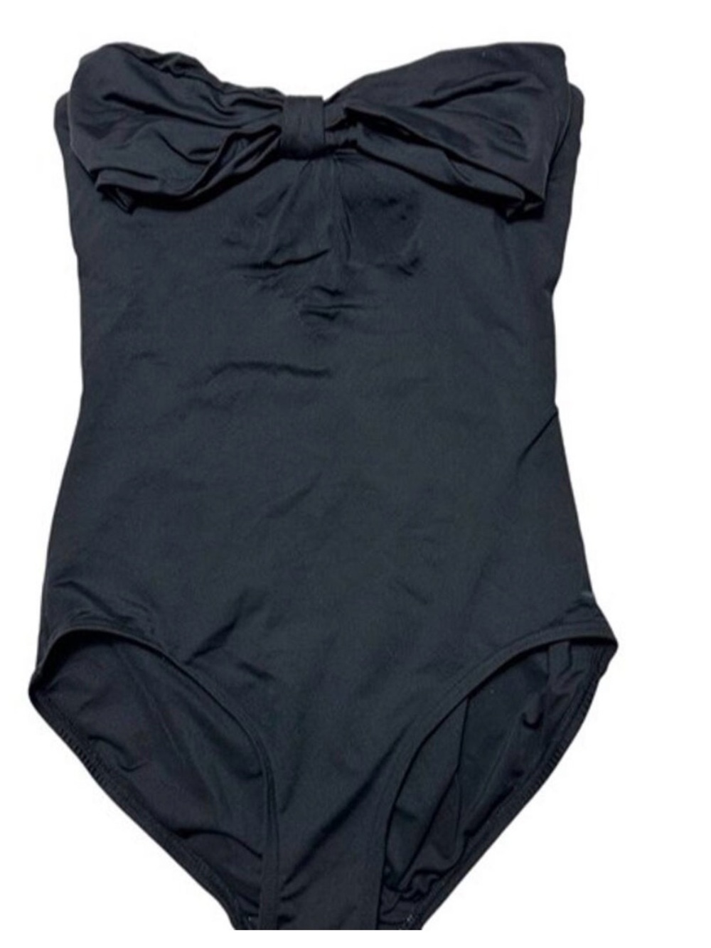 Black Bow-Front Strapless One-Piece Swimsuit - Women Swim